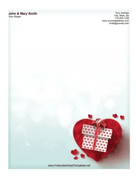 Valentine Present Letterhead Letterhead Template