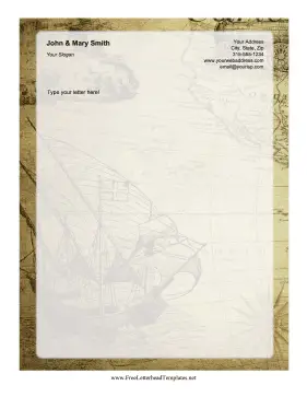 Vintage Map Letterhead Letterhead Template