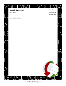 Volleyball Letterhead Letterhead Template