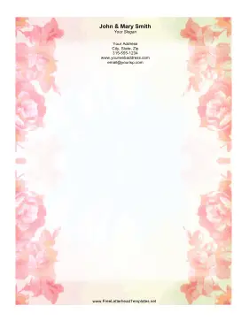 Watercolor Roses Letterhead Letterhead Template