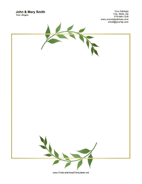 Wedding Laurels Letterhead Letterhead Template