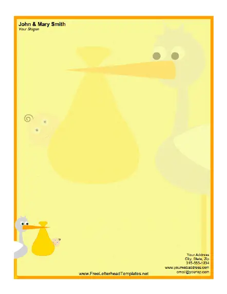 Baby Letterhead - Stork Letterhead Template