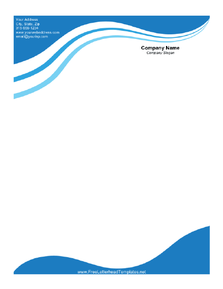 Business Letterhead with Blue Waves Letterhead Template