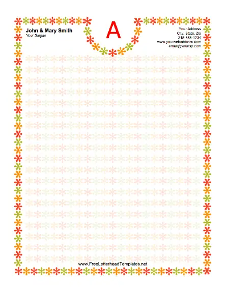 Monogrammed Letterhead - Floral Letterhead Template