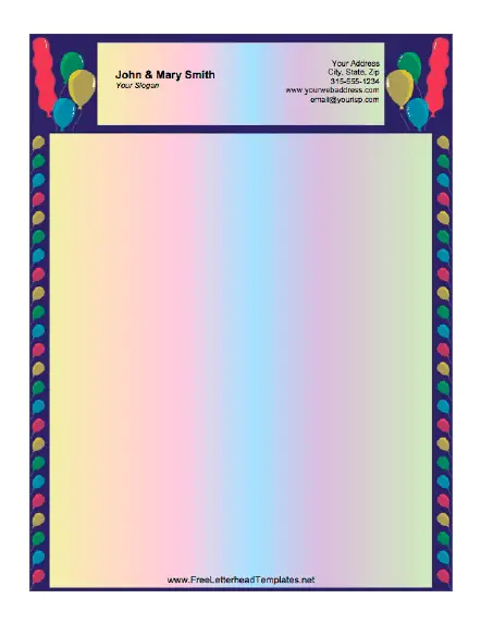 Balloons Letterhead Letterhead Template