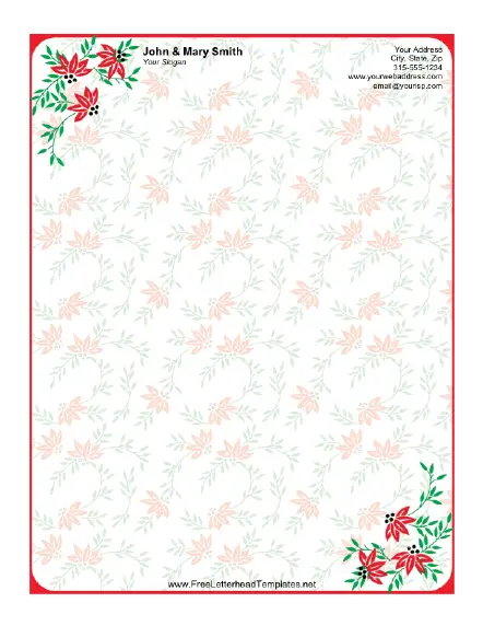 Floral Leaves and Berries Letterhead Letterhead Template