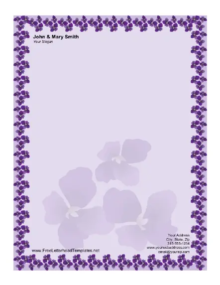 Pansy Floral Letterhead Letterhead Template