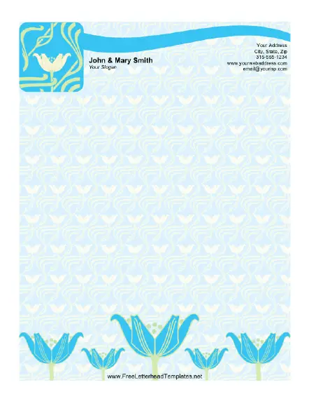 Water Lily Floral Letterhead Letterhead Template