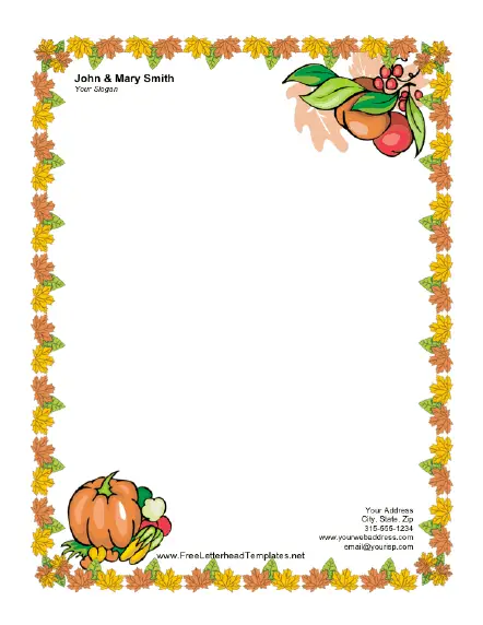 Thanksgiving Letterhead with Pumpkin Letterhead Letterhead Template