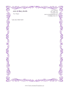 Curvy Filigree Purple letterhead template