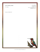 Hummingbird letterhead template