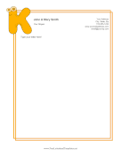 Kids Monogram K letterhead template