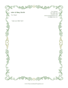 Swirling Green Vines letterhead template